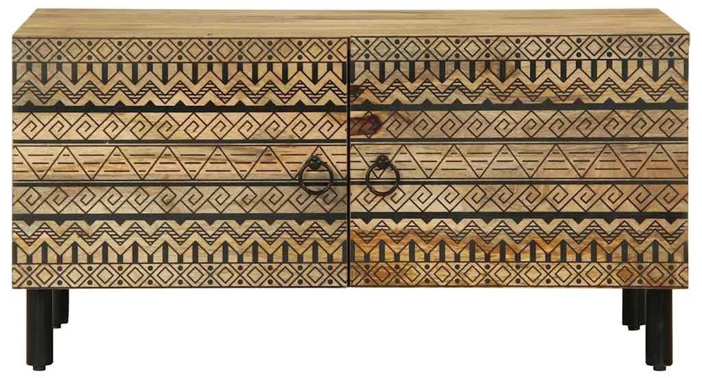 Mesa de centro 80x50x40cm madeira mangueira áspera maciça preto