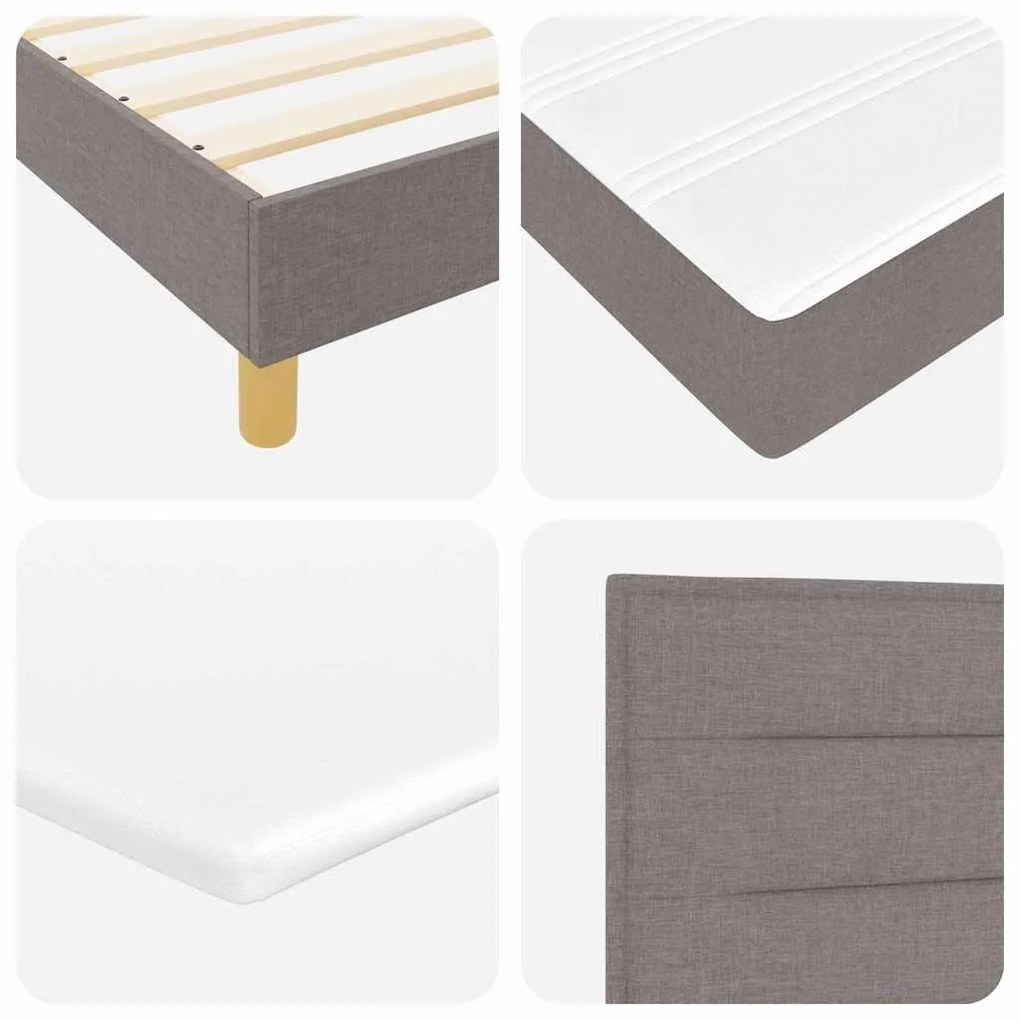 Cama Box Spring com Colchão e LED Taupe 120x200 cm Tecido