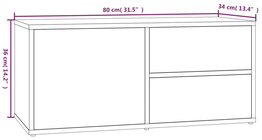 Móvel de TV 80x34x36 cm derivados de madeira cinzento sonoma