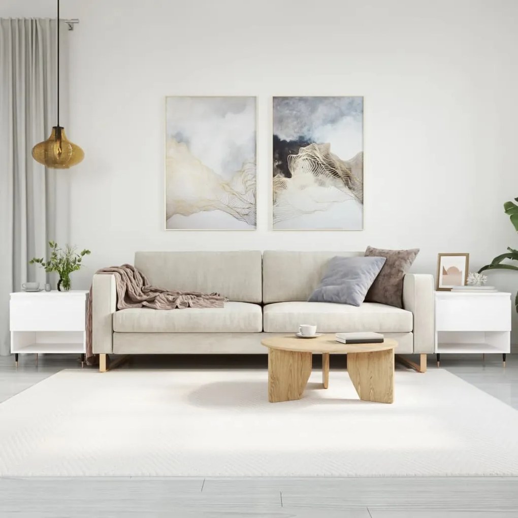 Mesas de centro 2 pcs 50x46x50 cm derivados de madeira branco