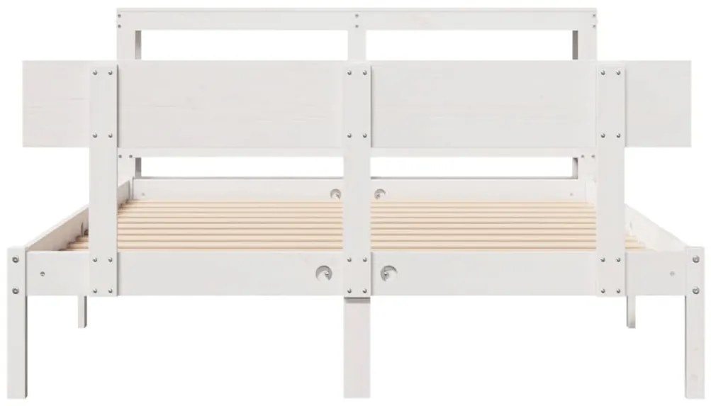 Cama sem colchão 140x190 cm madeira de pinho maciça branco