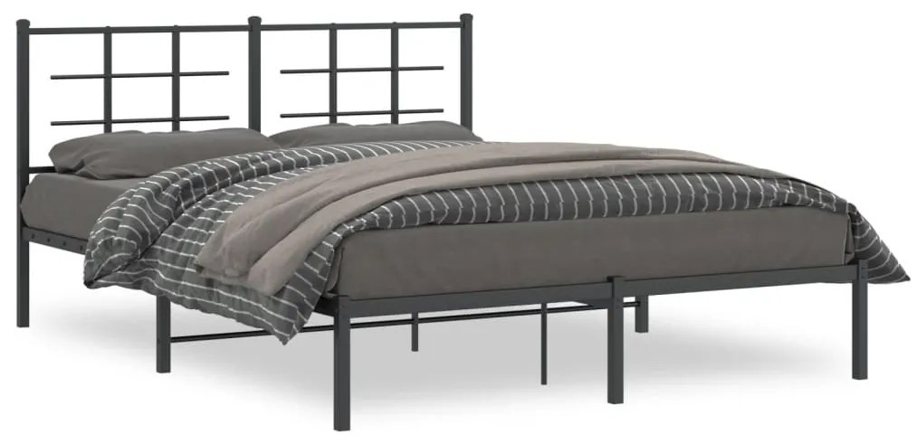 vidaXL Estrutura de cama com cabeceira 160x200 cm metal preto