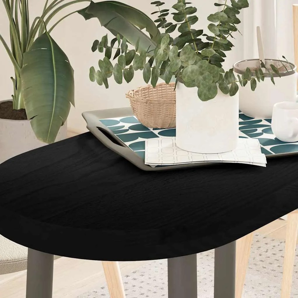vidaXL Tampo de mesa 80x40x4 cm carvalho maciça oval castanho-escuro