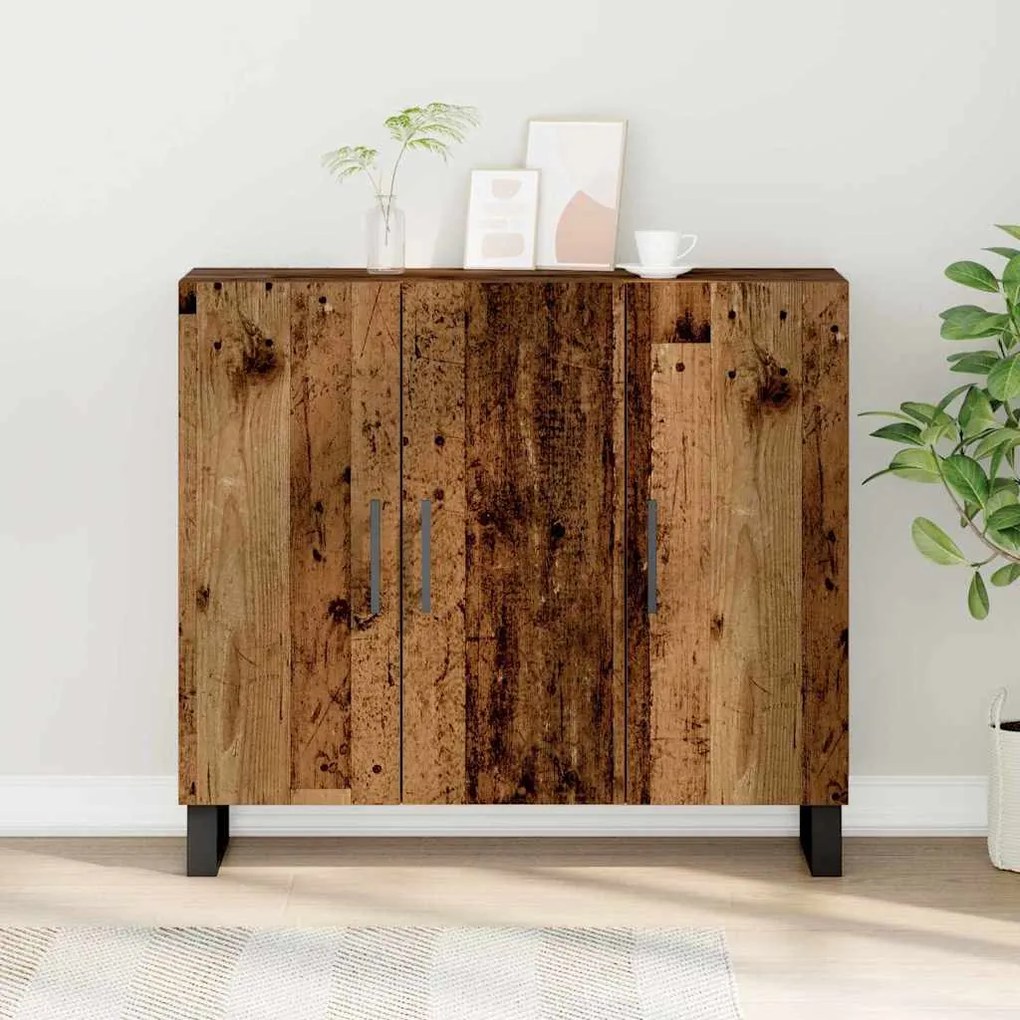 Sideboard vidaXL com 3 Portas em Madeira Antiga 90x34x80 cm em Madeira