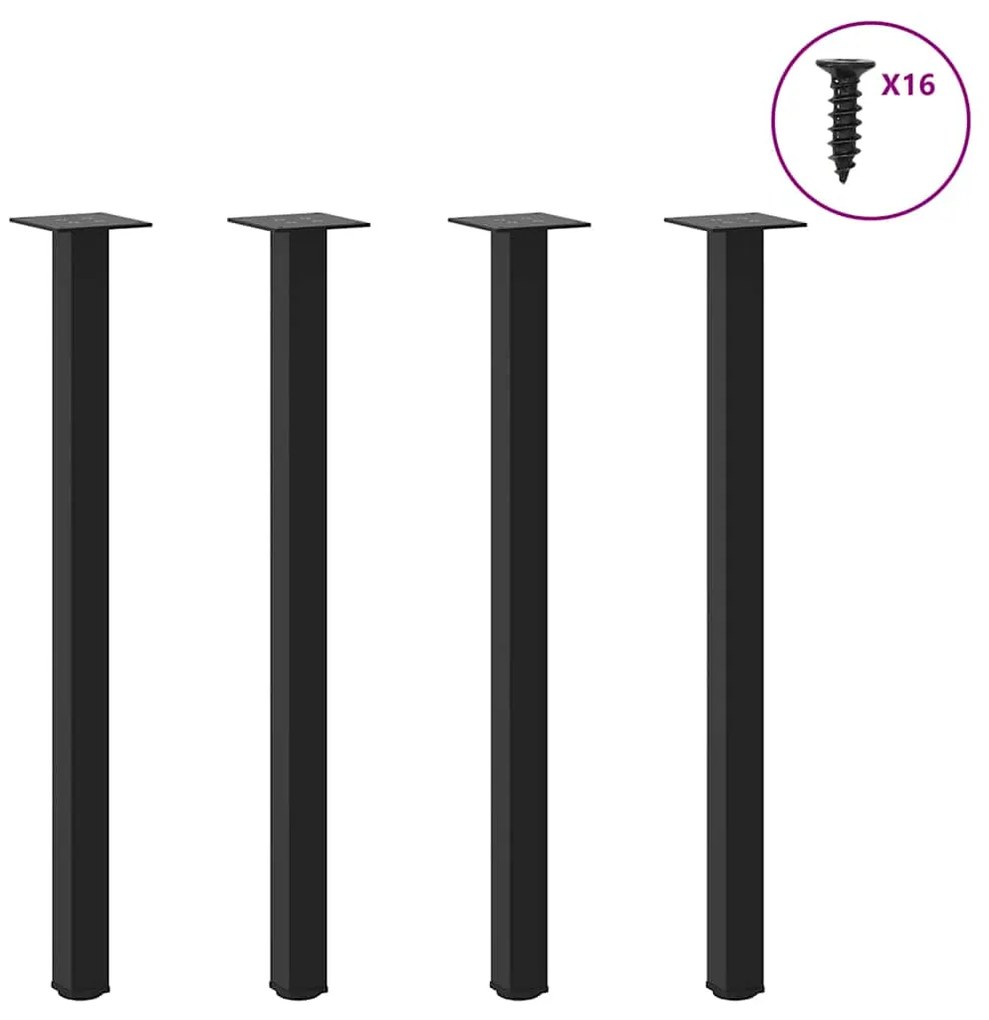 Pés de mesa de console 4 peças, preto, 72-74 cm, aço
