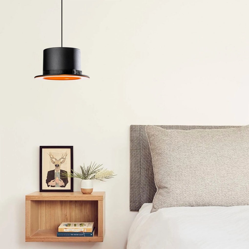 Candeeiro de Teto Fotr Sivani – Preto e Laranja – 30 cm de Diâmetro, 1