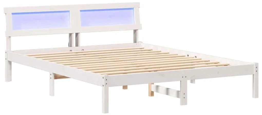 Estrutura da Cama com luzes de tira LED com cabeceira Branco 140 x 200