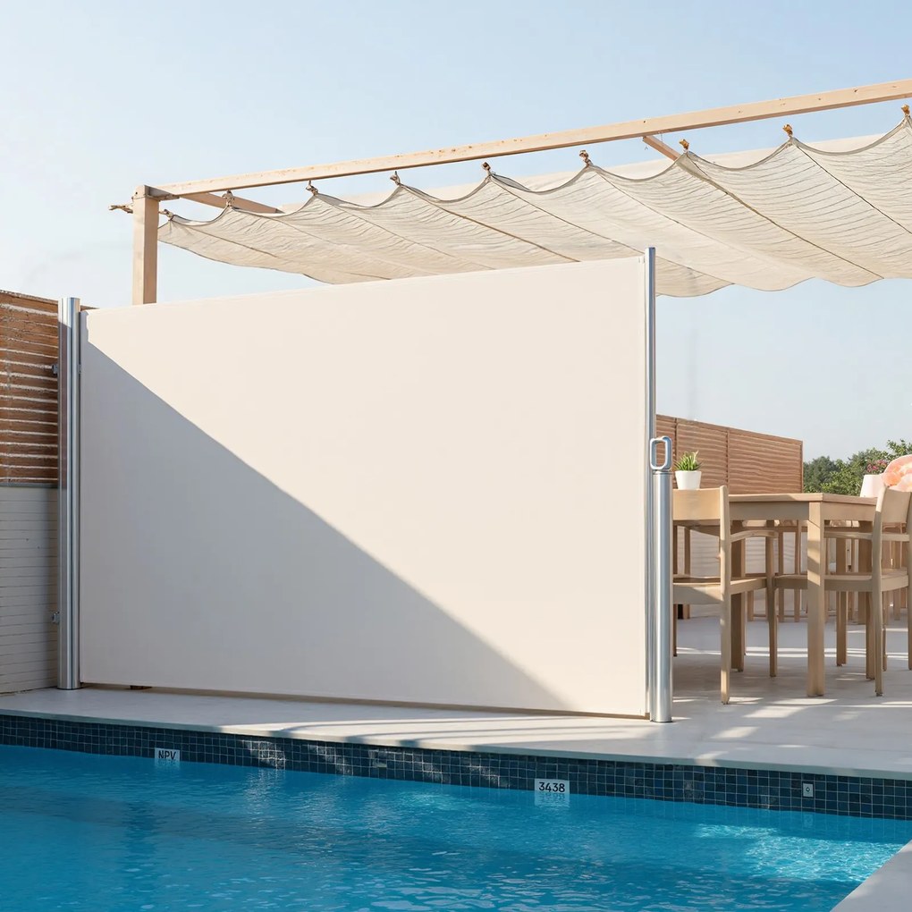 Toldo lateral, cortina lateral extensível 200,1 x 350,1 cm, proteção visual bege