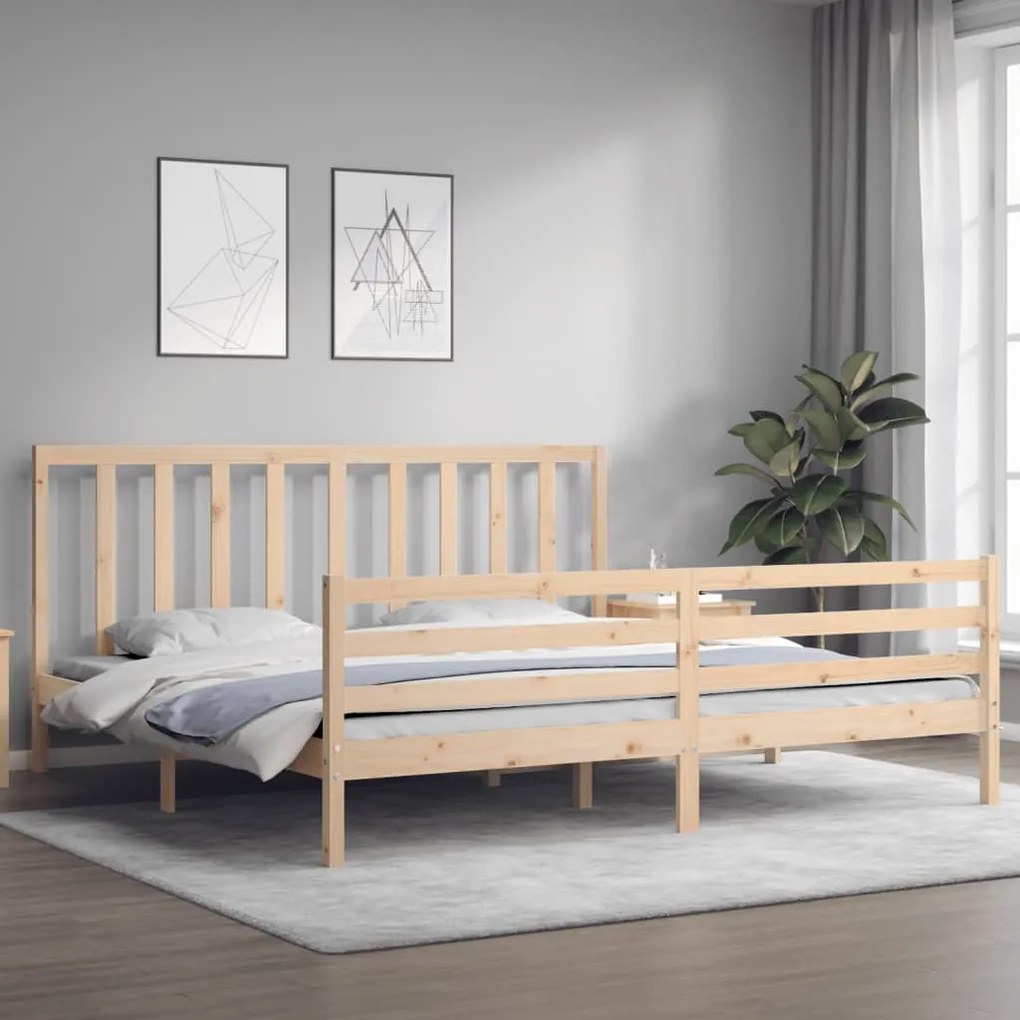 Cama sem colchão 200x200 cm madeira de pinho maciça