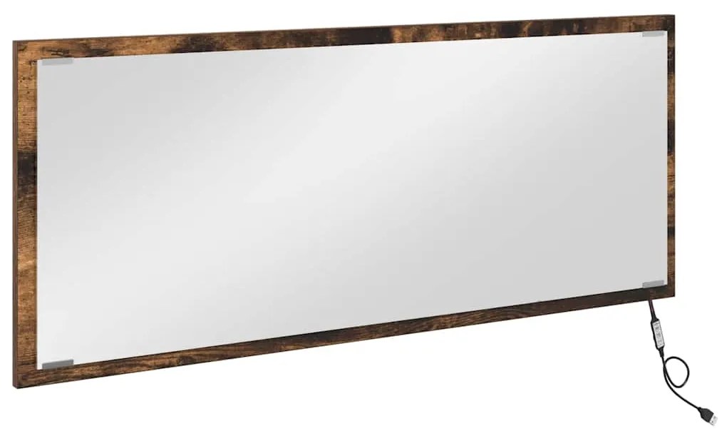 Espelho de Banheiro LED Carvalho Fumado 90x8,5x37 cm Madeira Engenhari