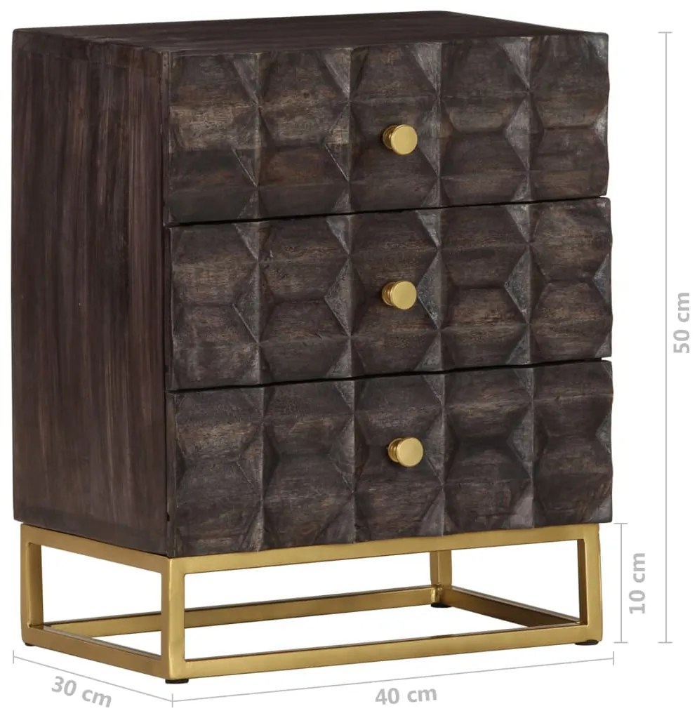 Mesa de cabeceira 40x30x50 cm madeira de mangueira maciça preto