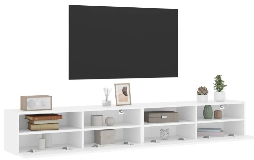 Móvel parede p/ TV 2 pcs 100x30x30 cm derivados madeira branco