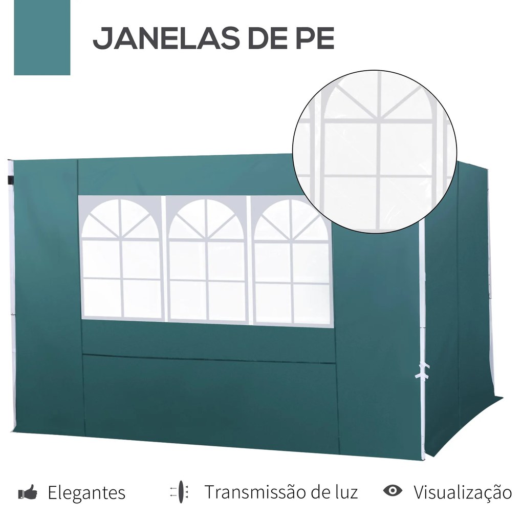 Outsunny 2 Paredes Laterais para Tenda 3x3 m Parede Lateral de Substit