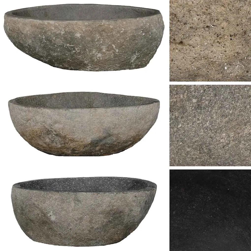 Lavatório de pedra do rio oval (29-38)x(24-31) cm