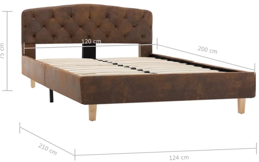 Estrutura de cama 120x200 cm camurça artificial castanho