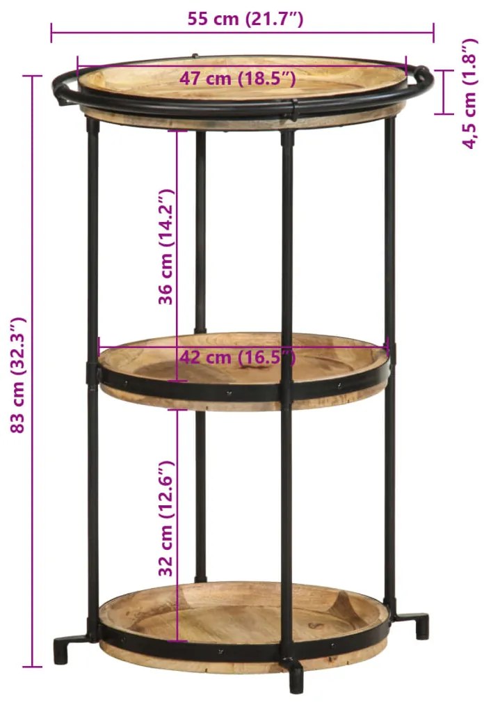 Mesa de apoio Ø55x83 cm madeira de mangueira maciça