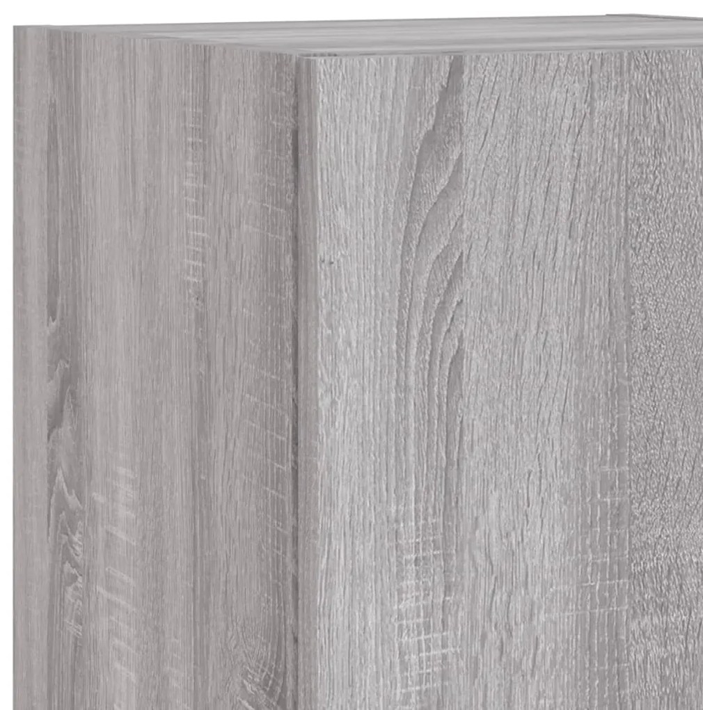 7 pcs conj. móveis de parede p/ TV c/ luzes LED cinzento sonoma