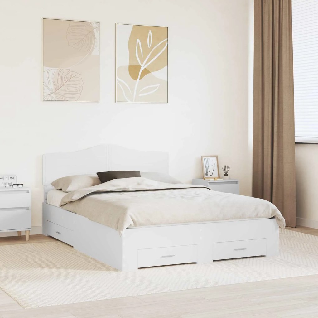vidaXL Estrutura da Cama Branco 150 x 200 cm Madeira processada