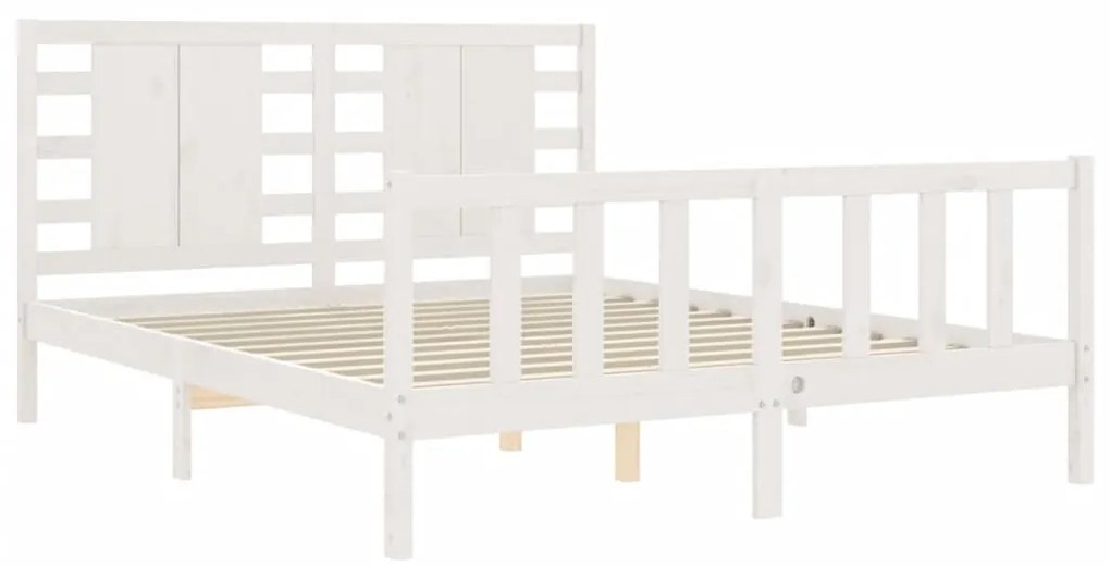 Estrutura de cama King Size com cabeceira madeira maciça branco
