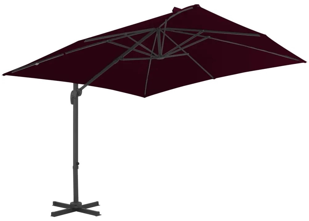 Guarda-sol jardim cantilever c/ poste alumínio 300x300 cm bordô