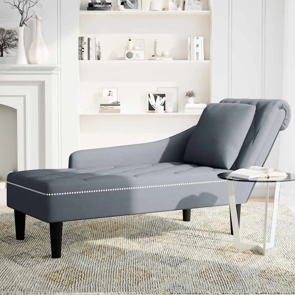 Chaise lounge c/ almofada/apoio de braços direito veludo