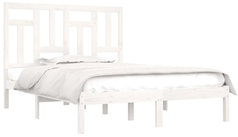 Cama sem colchão 120x200 cm madeira de pinho maciça branco