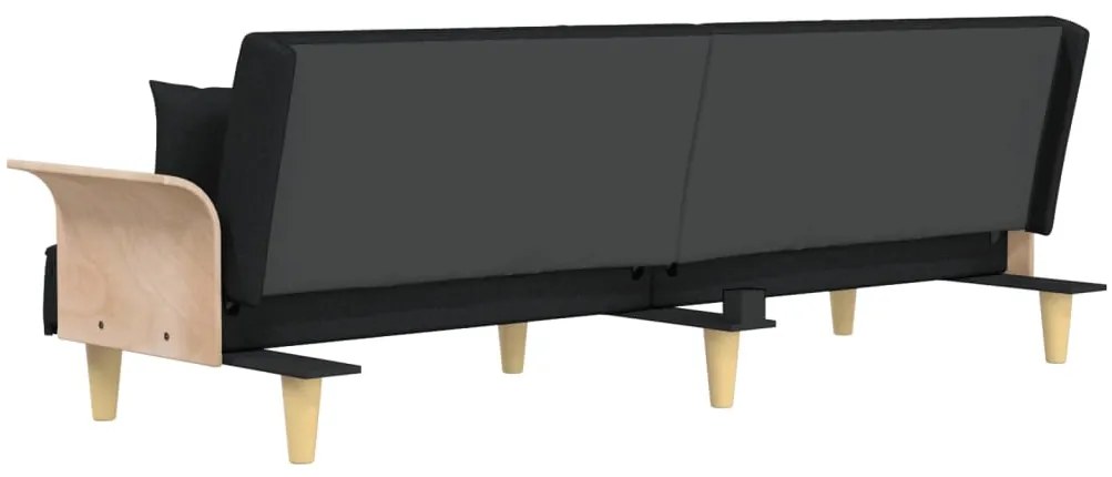 Sofá-cama com apoio de braços tecido preto