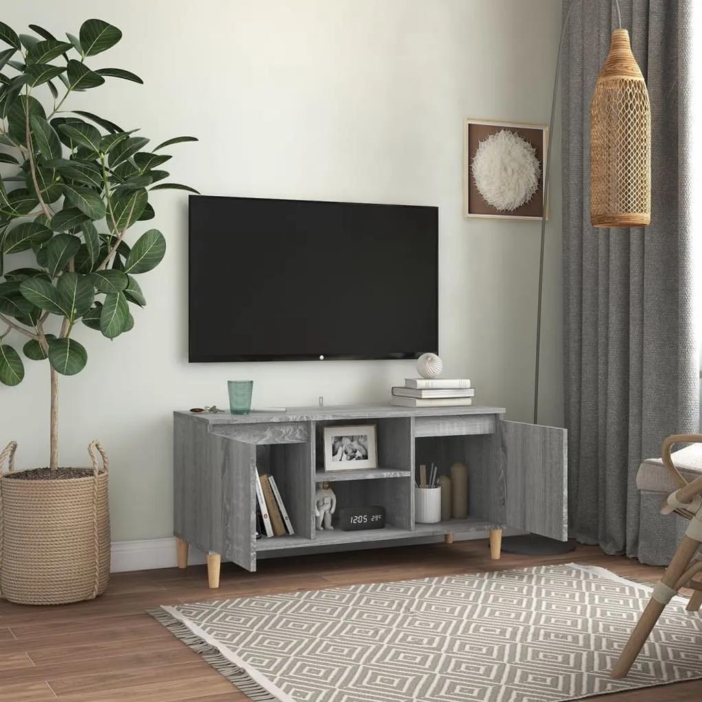 Móvel TV + pernas de madeira maciça 103,5x35x50 cm sonoma cinza