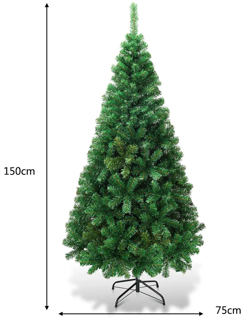 Árvore de Natal Artificial de 1,5m com Base Metálica Material PVC Casa Árvore de Abeto Verde