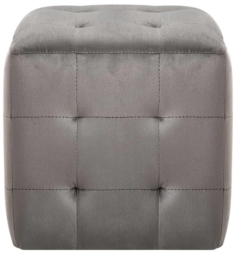 Pufe 2 pcs 30x30x30 cm veludo cinzento