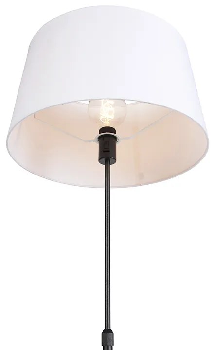 Candeeiro de pé preto com cúpula de linho branco 45 cm ajustável - Parte Design,Moderno