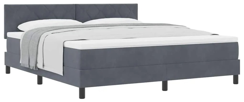 Cama Box Spring com Colchão Cinza Escuro Super King em Veludo
