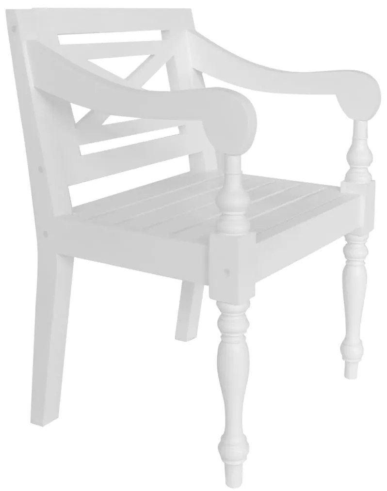 Cadeiras Batávia 2 pcs madeira de mogno maciça branco