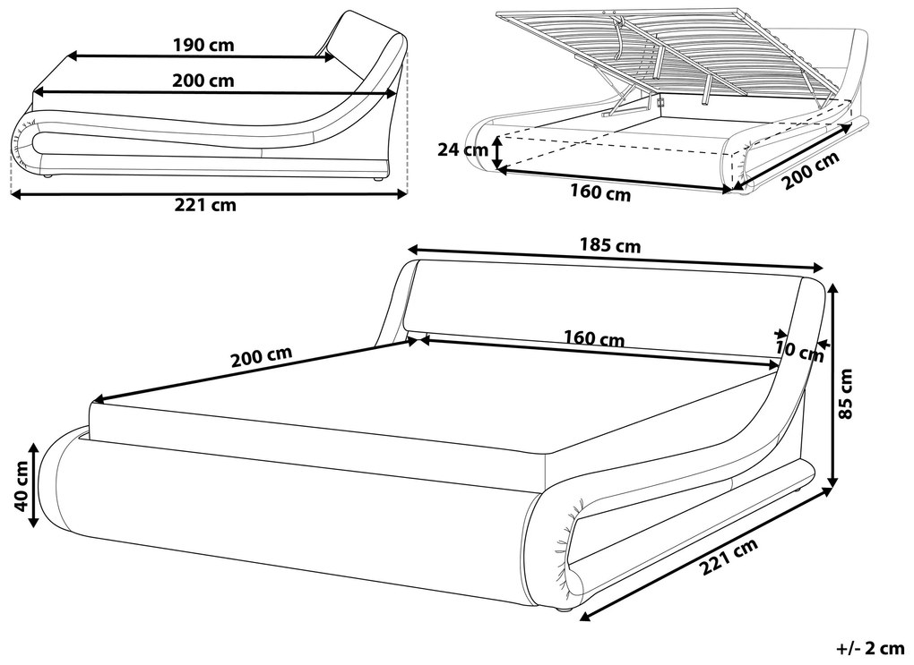 Cama de casal com arrumação em pele sintética branca 160 x 200 cm AVIGNON Beliani