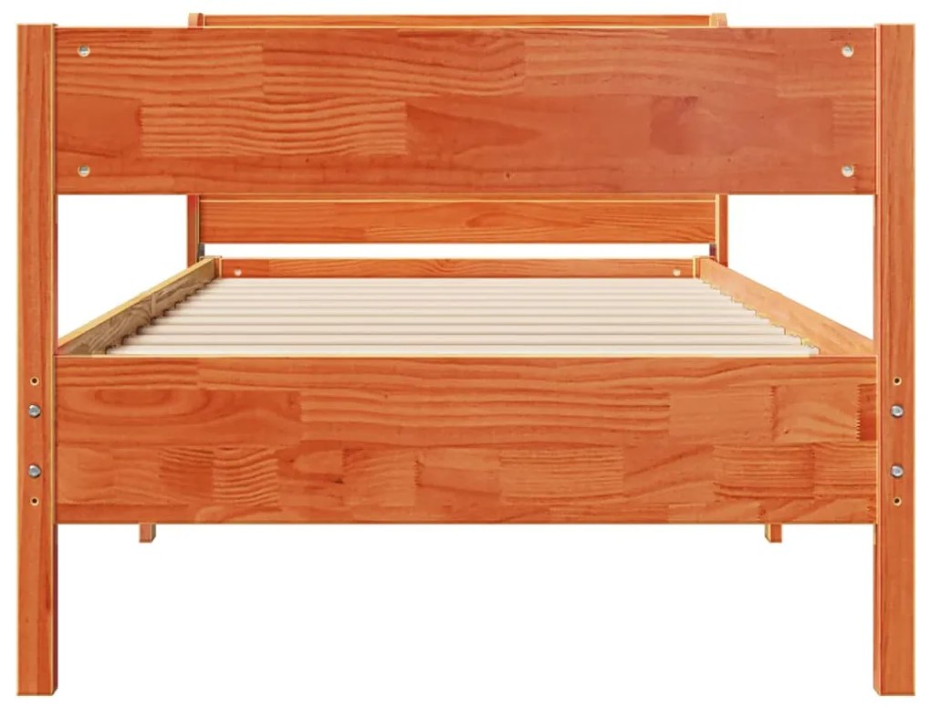 Cama sem colchão 90x200 cm pinho maciço castanho-mel