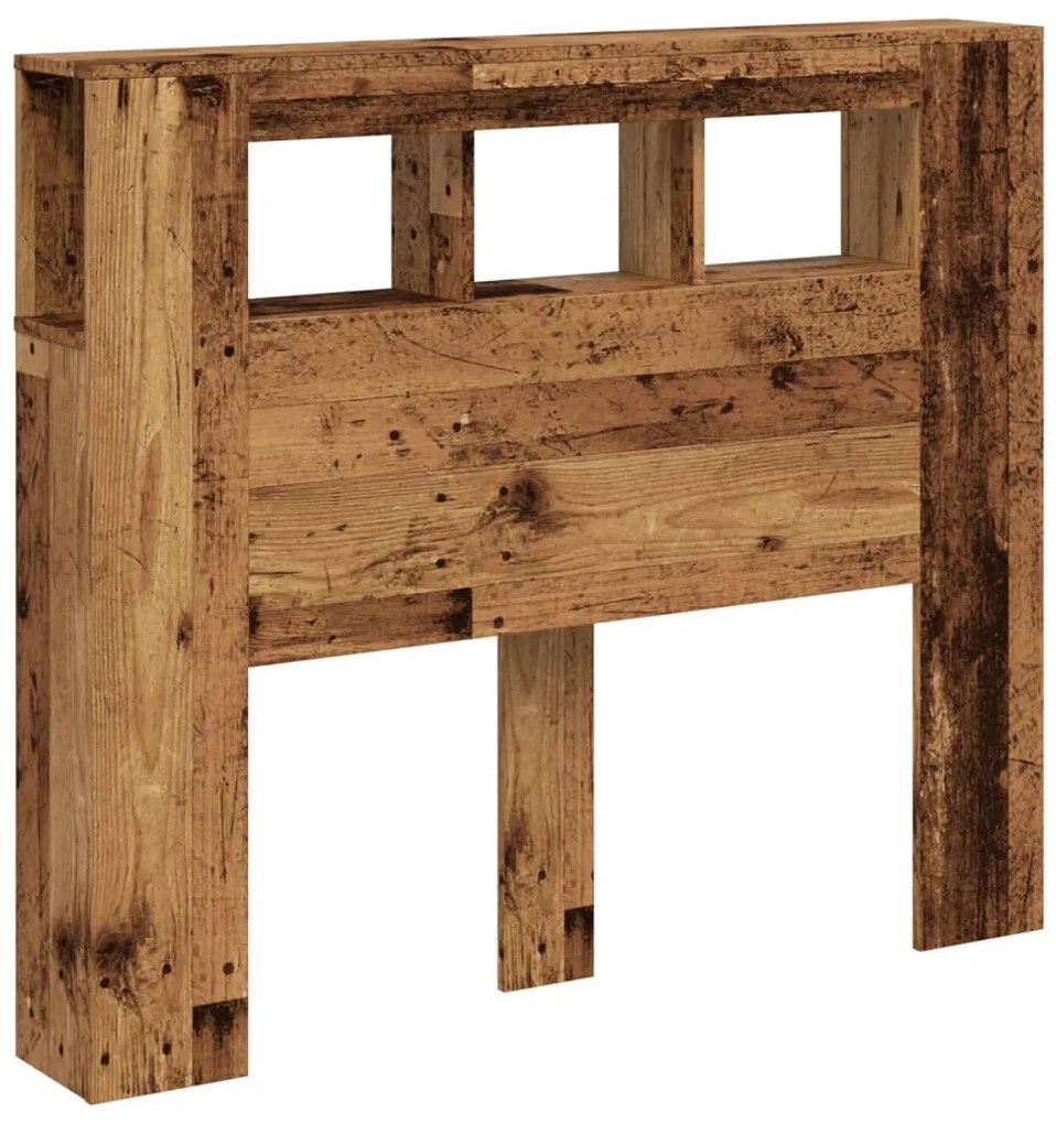 Cabeceira c/ LEDs 120x18,5x103,5cm deriv. madeira madeira velha
