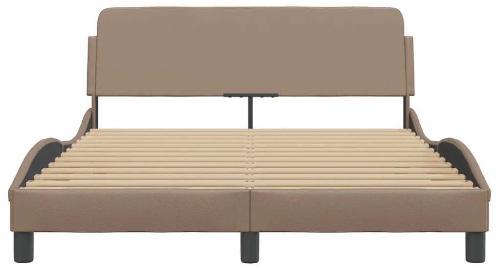 Estrutura cama cabeceira 140x200 cm couro artificial cappuccino