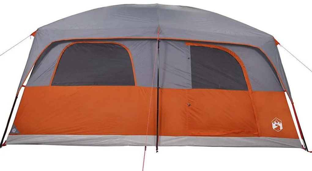 Tenda familiar para 10 pessoas impermeável cinzento e laranja