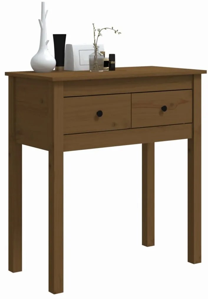 Mesa consola 70x35x75 cm madeira de pinho maciça castanho mel