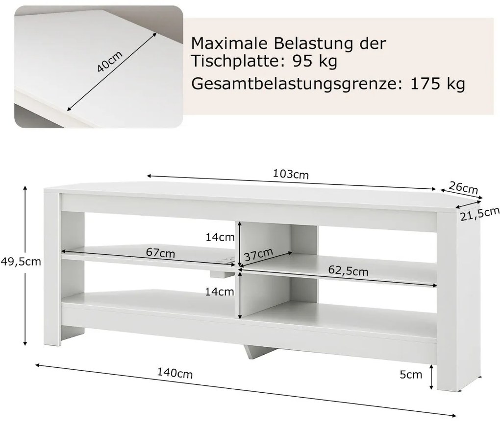 Suporte de TV para TVs de 65 polegadas, centro de entretenimento de 3 níveis com luzes LED, marrom rústico