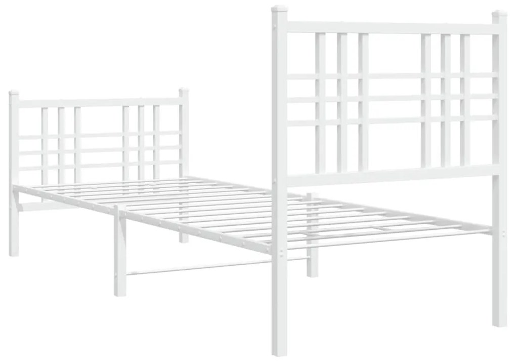 Estrutura de cama com cabeceira e pés 75x190 cm metal branco