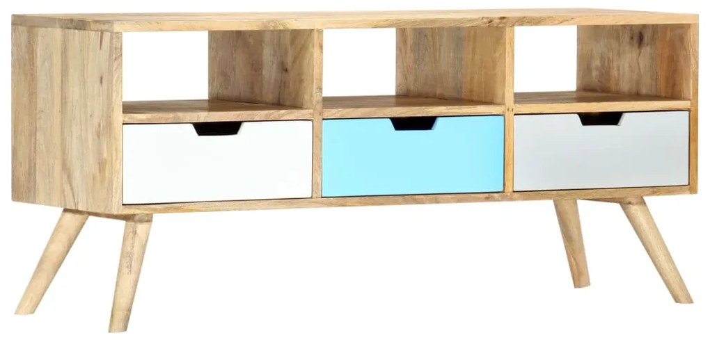 Móvel de TV 110x35x48 cm madeira de mangueira maciça