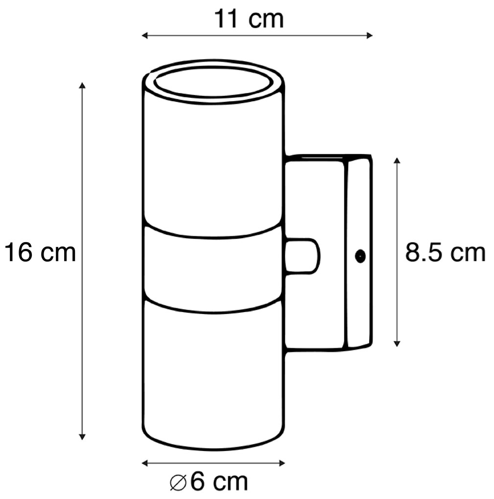 Conjunto de 2 candeeiros de parede exteriores pretos IP44 - Duo
