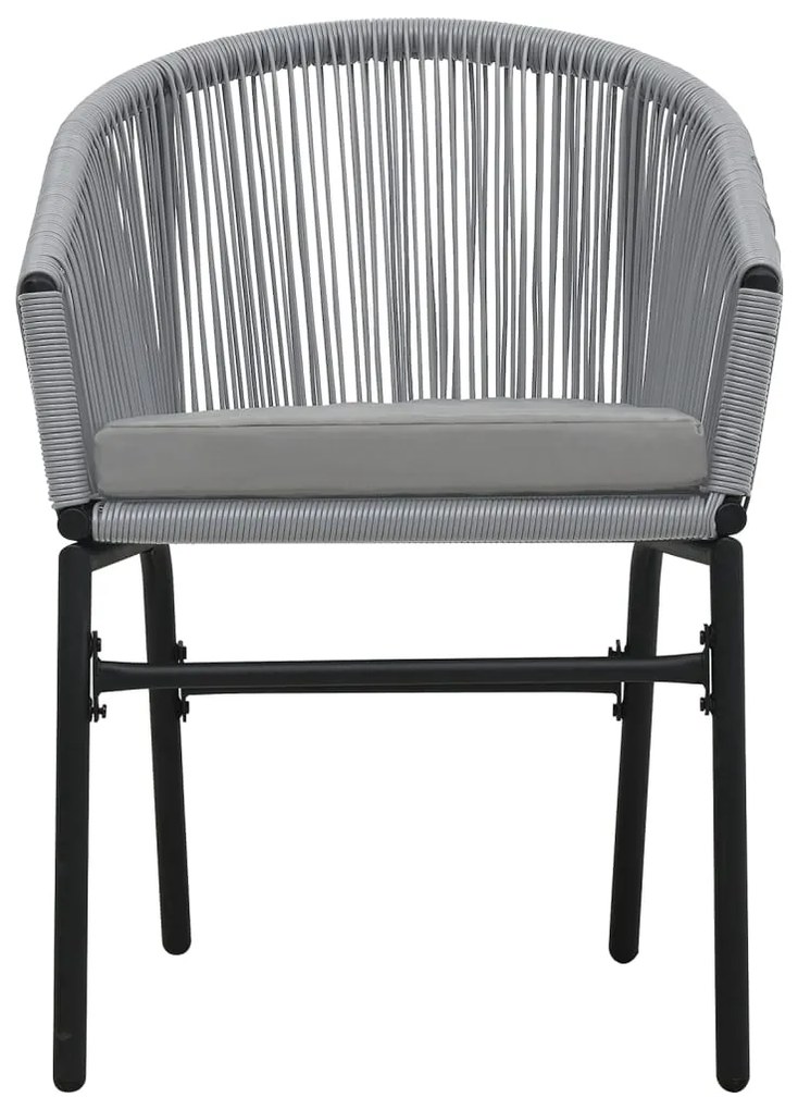3 pcs conjunto de bistrô com almofadões vime PE cinzento