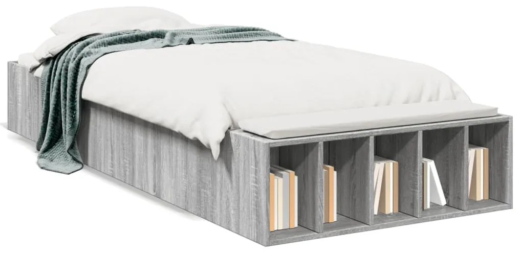 Estrutura cama 75x190 cm derivados de madeira cinzento sonoma