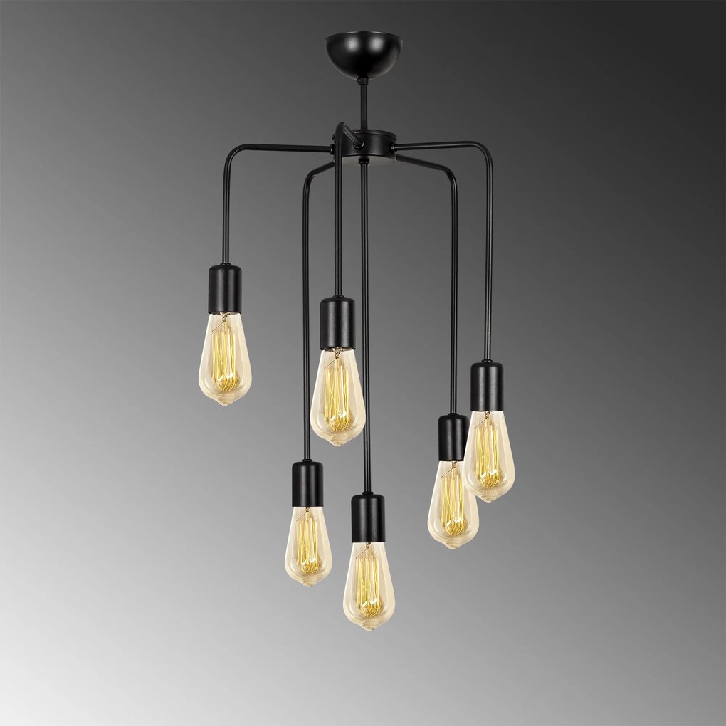 Candeeiro Suspenso Denge – Preto – 46 cm de Diâmetro, 81 cm de Altura