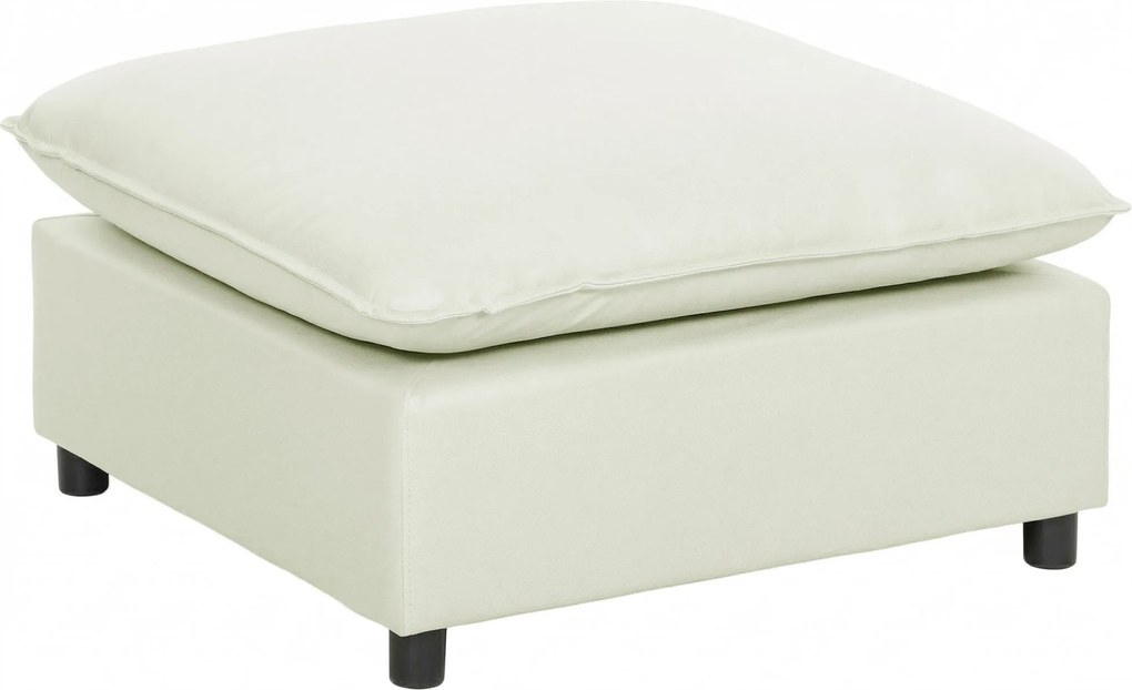 HOMCOM Pufe moderno em tecido com pés de plástico para sala e quarto, 75 cm, creme branco | Aosom Portugal