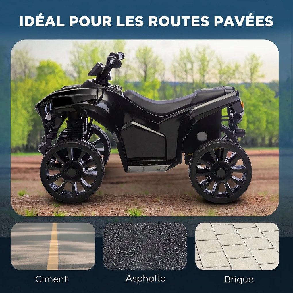 Moto 4 Elétrica 6V Infantil para crianças dos 18 aos 56 meses, 70 x 42 x 45 cm, Motor de 6 V, Preto