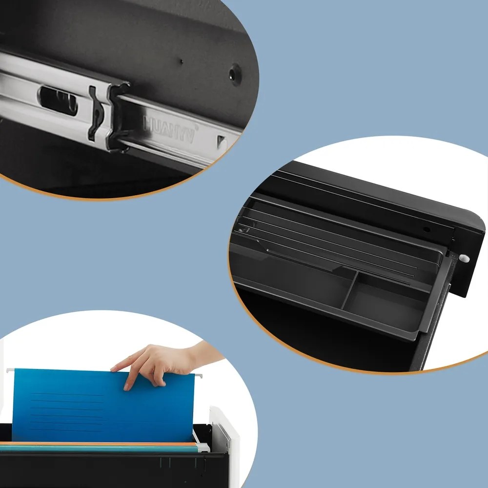 Bloco gavetas escritório com rodas 46 x 30 x 59,2 cm Preto