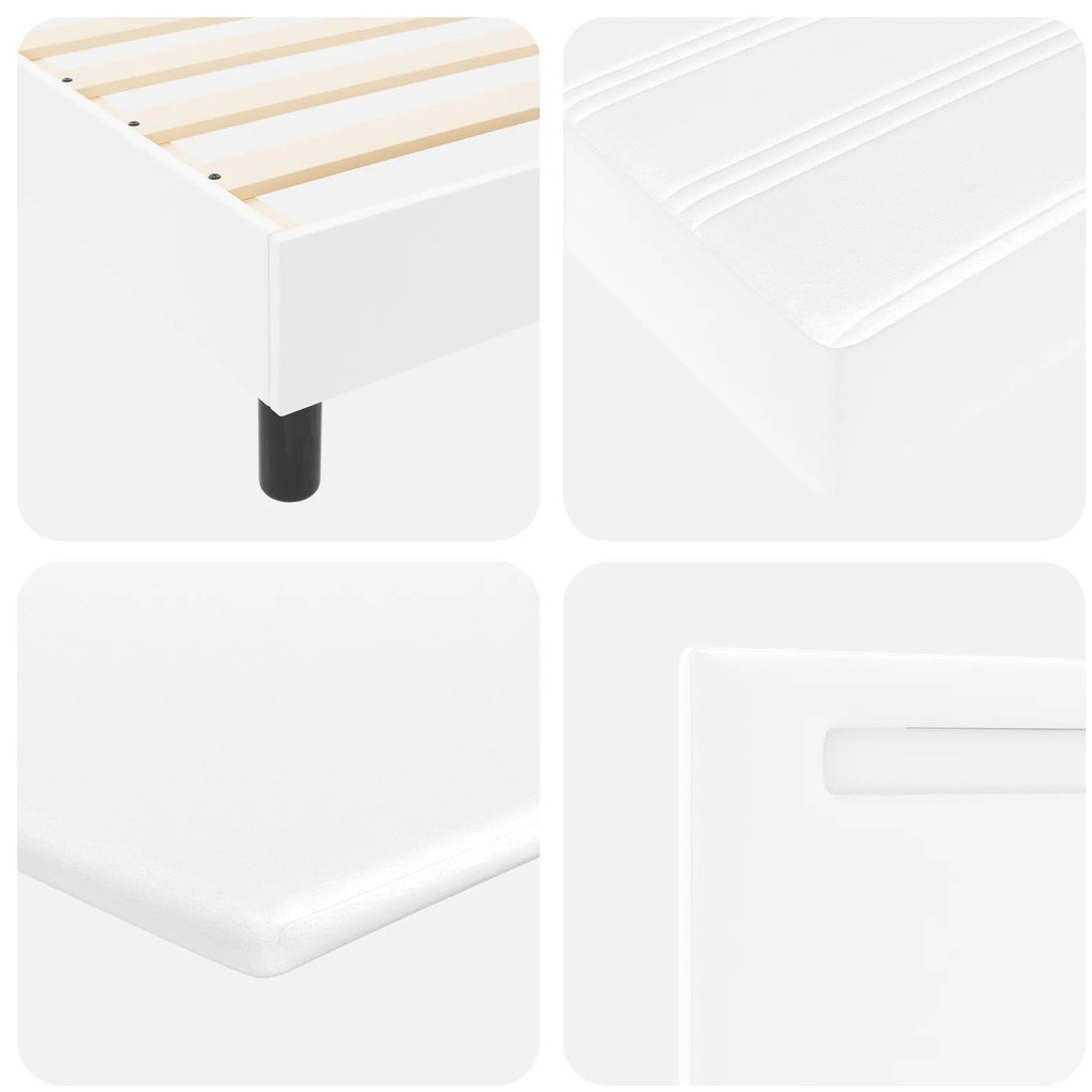 Cama Box Spring vidaXL com colchão Branca Solteiro Couro Sintético